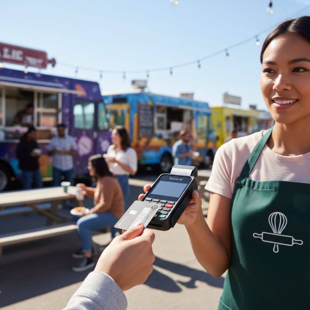 featured-featured_square_card_reader_001 Mobile merchant processing payment with Square Card Reader at food truck market